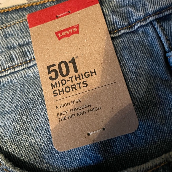 Levi's 501 Mid-Thigh Denim Shorts - Light Blue - Picture 3 of 11